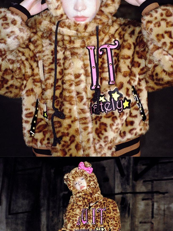 CFIERCE Bold Leopard Print Adjustable Lightweight Polyester Streetwear Unisex Jacket