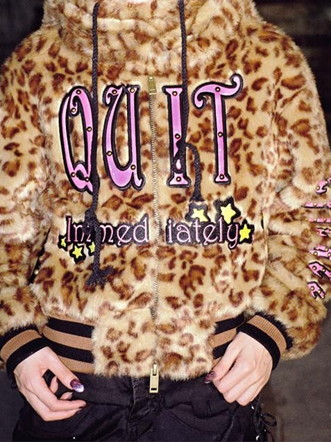 CFIERCE Bold Leopard Print Adjustable Lightweight Polyester Streetwear Unisex Jacket