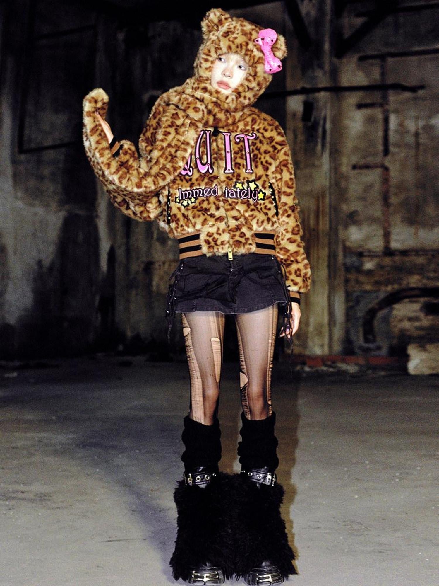 CFIERCE Bold Leopard Print Adjustable Lightweight Polyester Streetwear Unisex Jacket