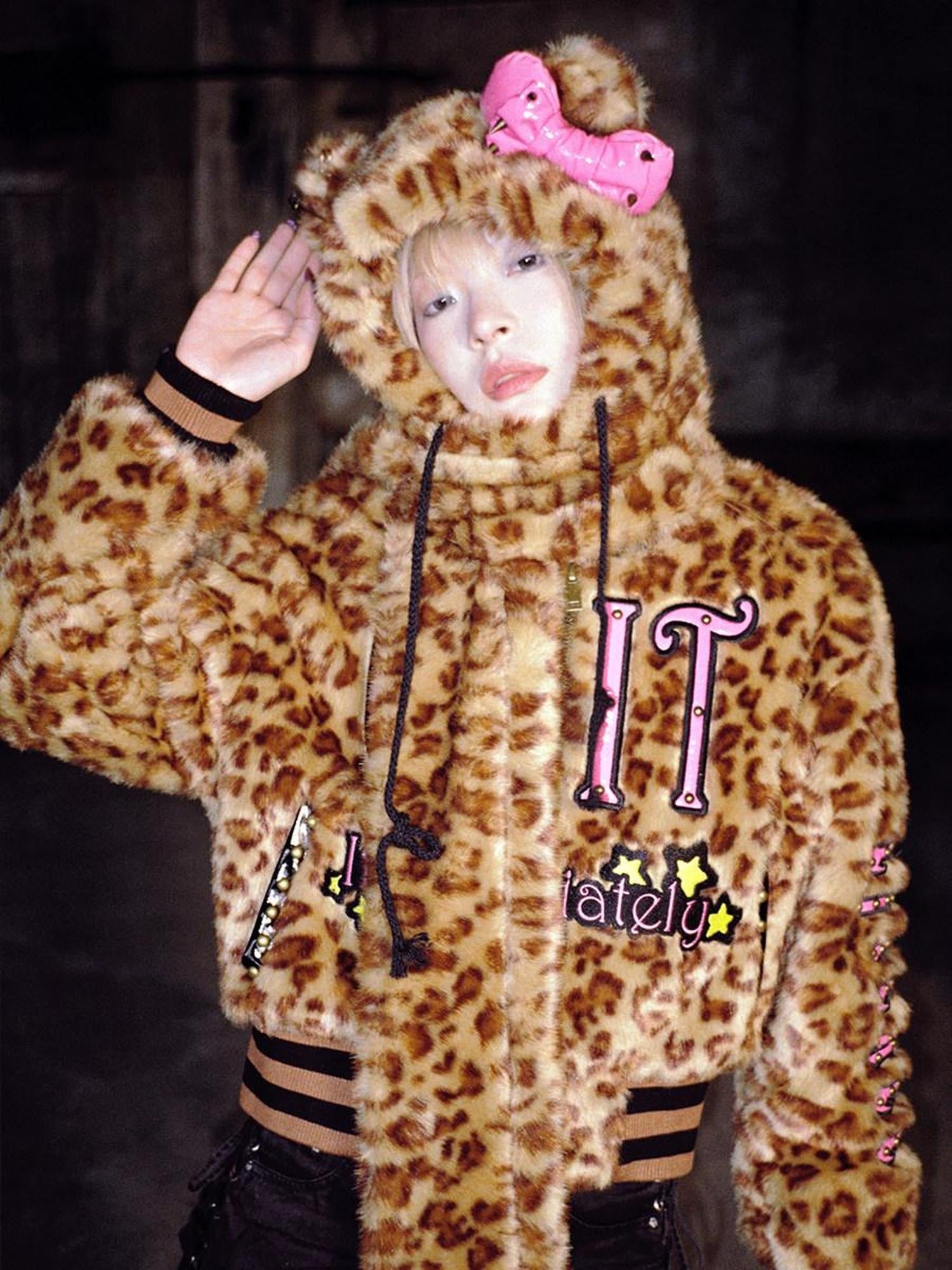 CFIERCE Bold Leopard Print Adjustable Lightweight Polyester Streetwear Unisex Jacket