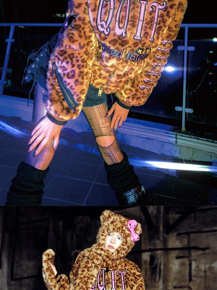 CFIERCE Bold Leopard Print Adjustable Lightweight Polyester Streetwear Unisex Jacket