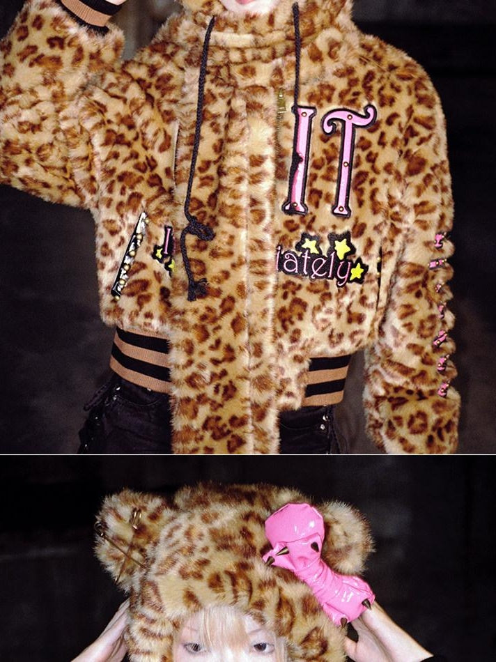 CFIERCE Bold Leopard Print Adjustable Lightweight Polyester Streetwear Unisex Jacket