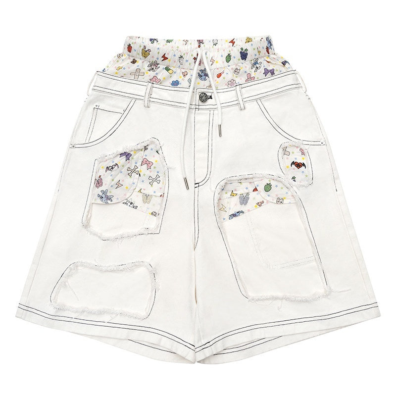 CFIERCE_Breathable_Cotton_Low_Waist_Wide_Leg_Loose_Fit_Casual_Youth_Red_White_Zipper_Fly_MISSTT