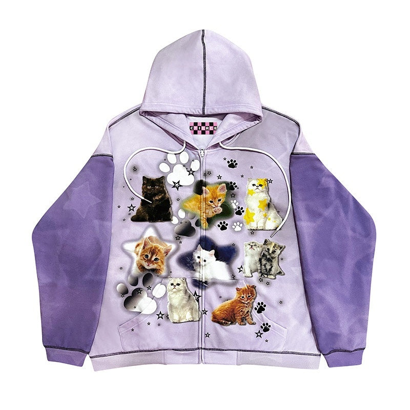 CFIERCE_Cartoon_Print_Cotton_Blend_Cozy_Loose_Fit_Hooded_Pullover_Street_Style_Hoodie_MISSTT