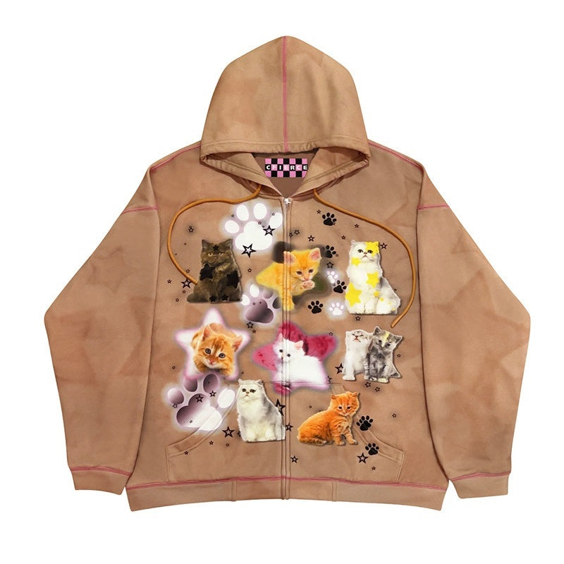 CFIERCE_Cartoon_Print_Cotton_Blend_Cozy_Loose_Fit_Hooded_Pullover_Street_Style_Hoodie_MISSTT