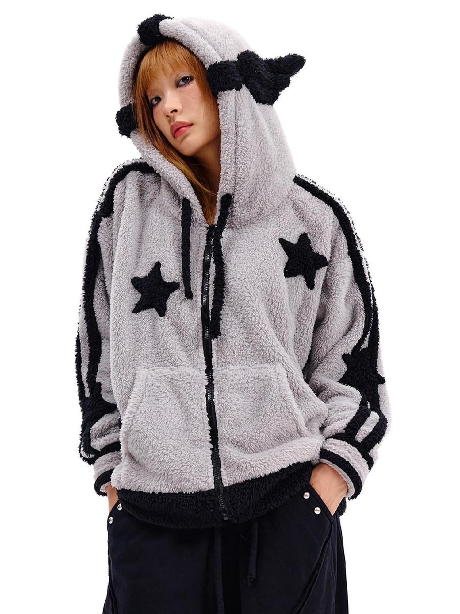 CFIERCE Casual Oversized Hooded Long Sleeve Unisex Student Polyester Hoodie