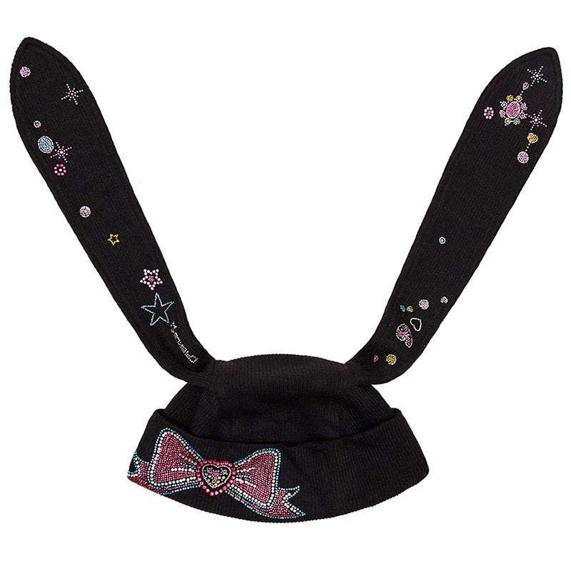 CFIERCE_Cute_Cartoon_Bow_Accent_Casual_Unisex_Youth_Onesize_Black_Blue_White_Knit_Beanie_MISSTT