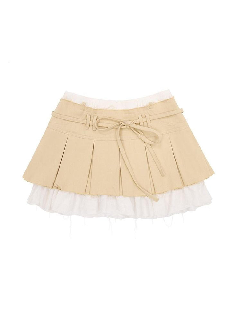 CFIERCE Cute High Waist Pure Cotton Pleated Tassel Fringe For Women Travel Skirt
