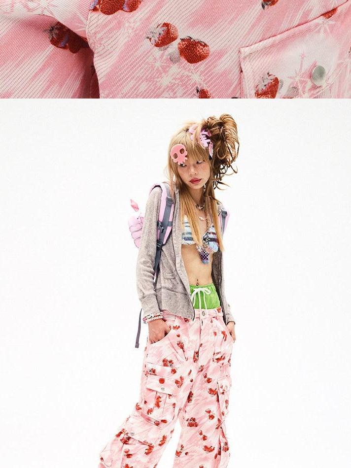 CFIERCE Cute Pink Low Rise Loose Fit Zipper Details Youth Denim Jeans