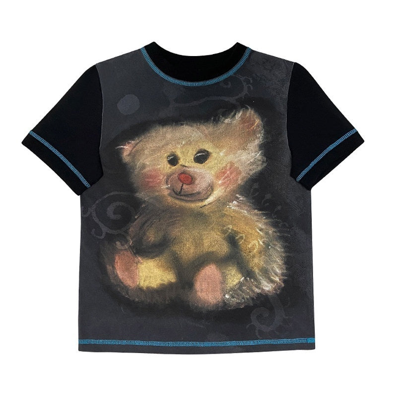 CFIERCE_Cute_Slim_Fit_Polyester_Stretch_Short_Sleeve_Unisex_Black_Basic_Tshirt_MISSTT