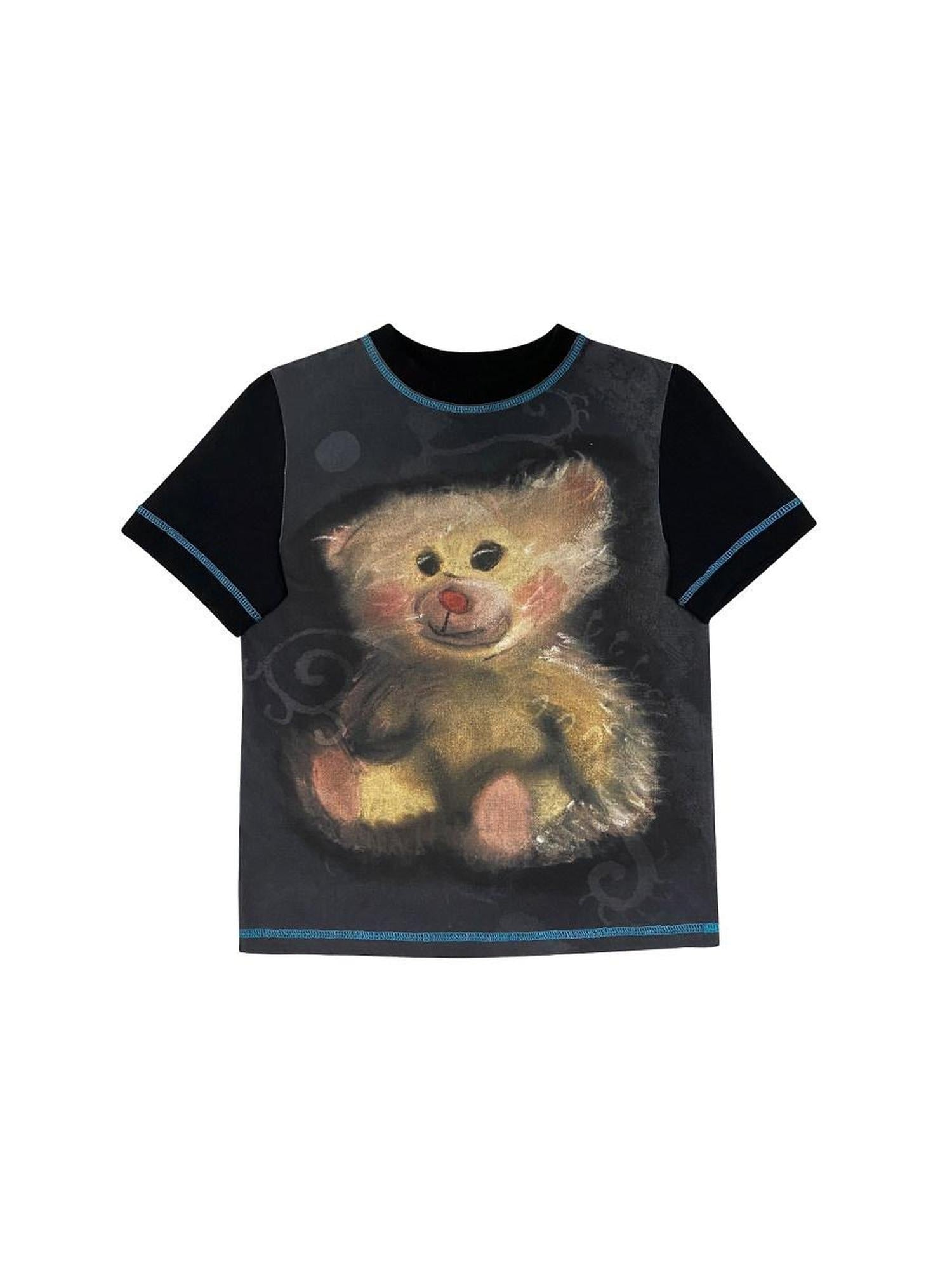 CFIERCE Cute Slim Fit Polyester Stretch Short Sleeve Unisex Black Basic Tshirt