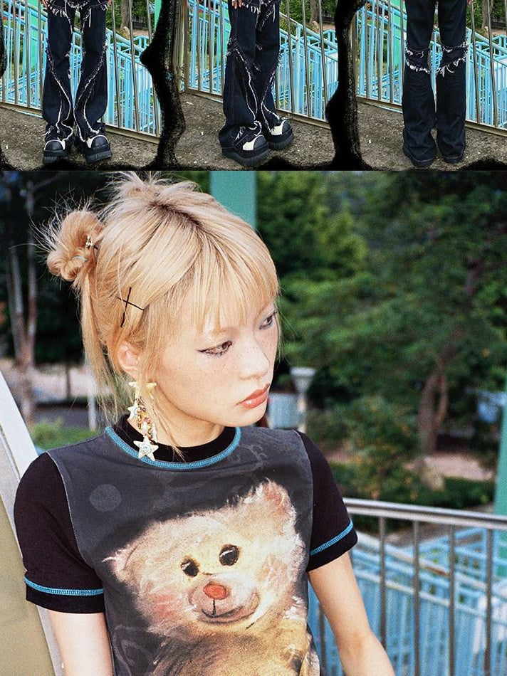 CFIERCE Cute Slim Fit Polyester Stretch Short Sleeve Unisex Black Basic Tshirt