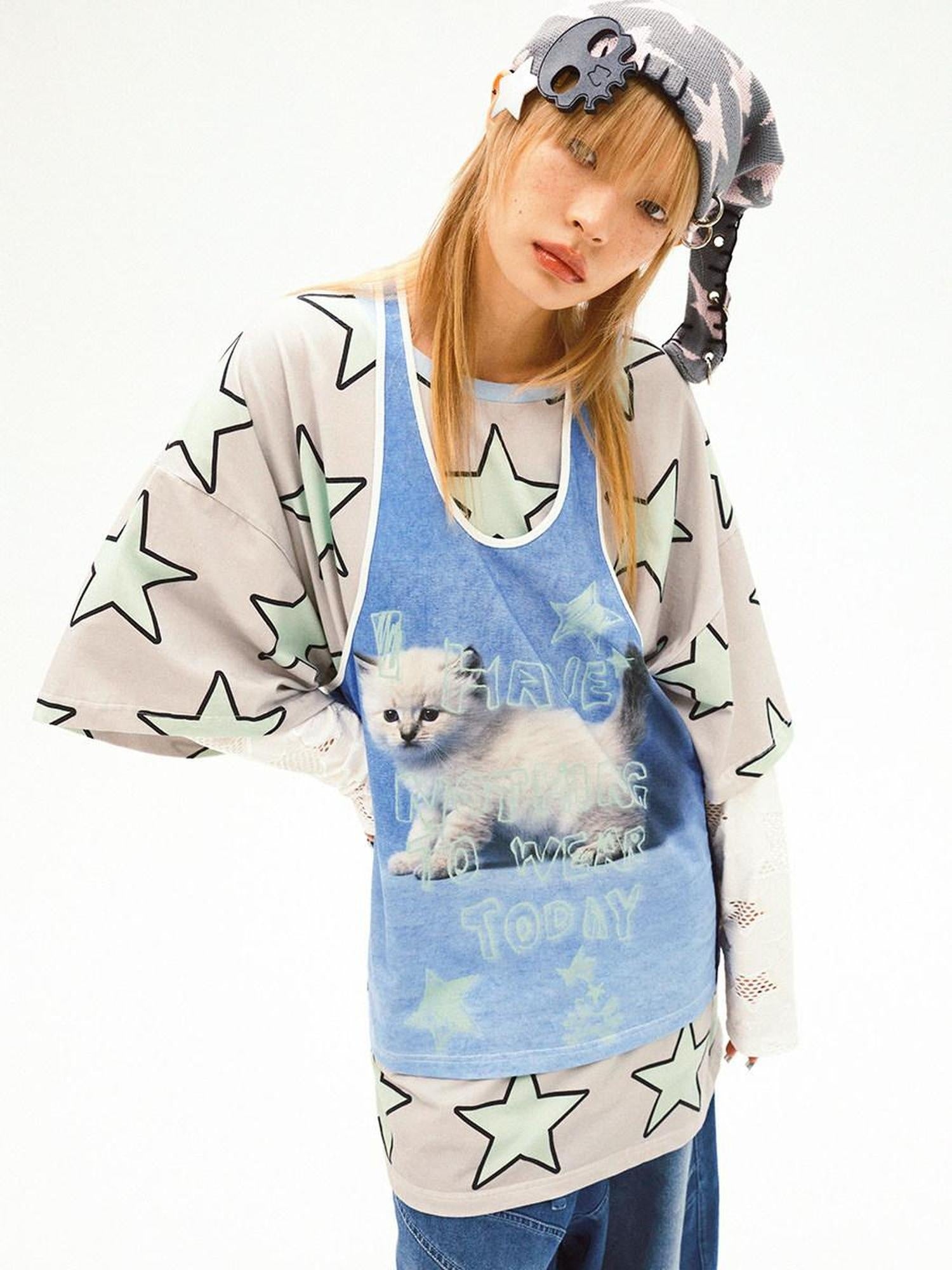 CFIERCE Cute Soft Cotton Stretch Mid Length Unisex Layering Blue Suspender 背带