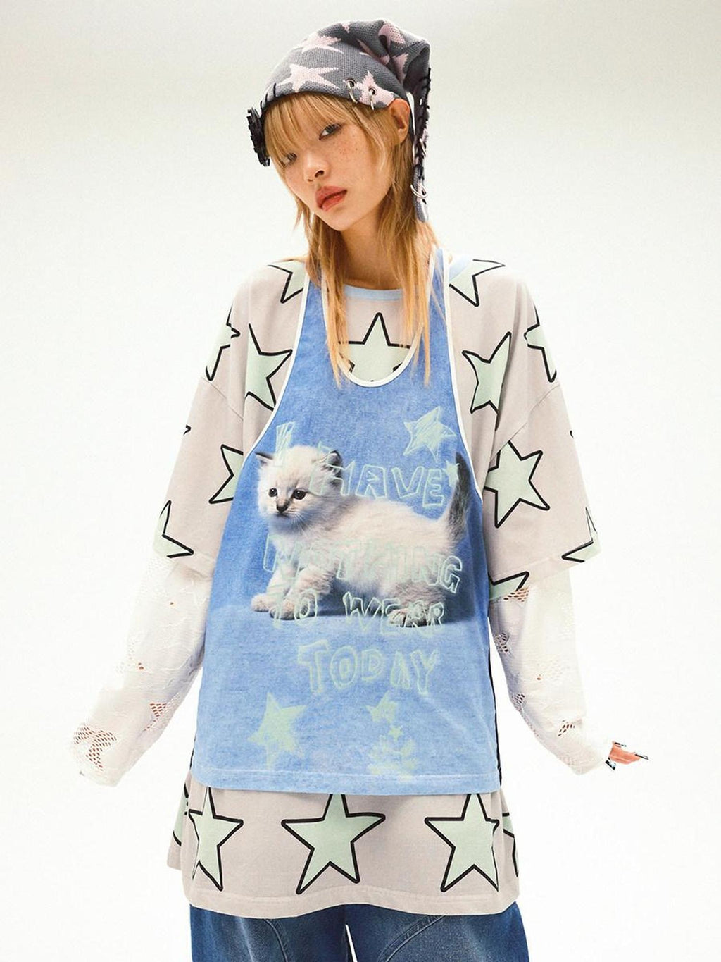 CFIERCE Cute Soft Cotton Stretch Mid Length Unisex Layering Blue Suspender 背带