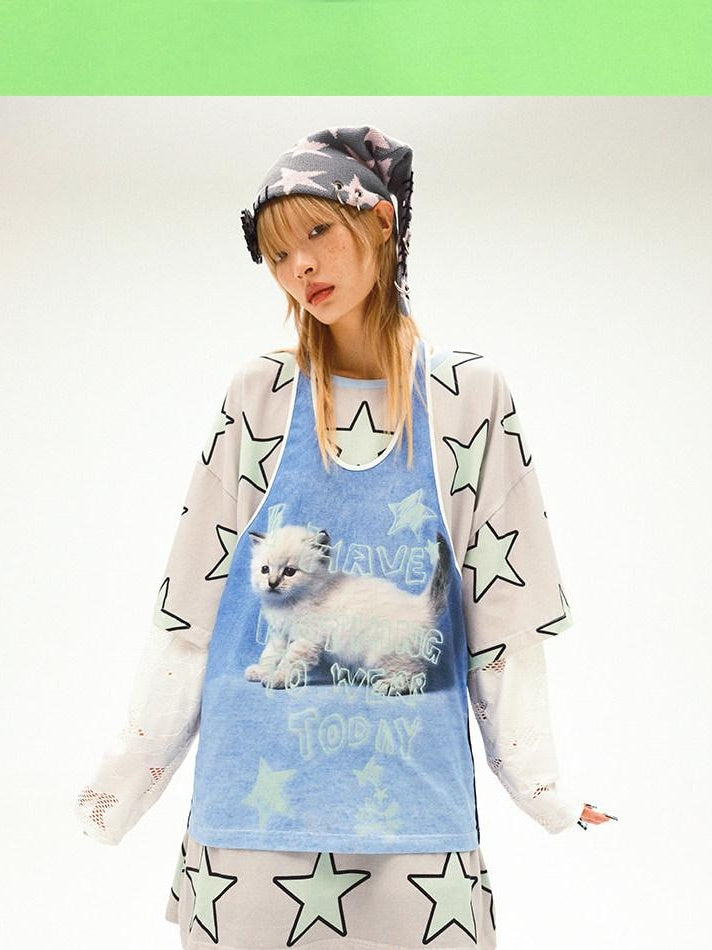 CFIERCE Cute Soft Cotton Stretch Mid Length Unisex Layering Blue Suspender 背带