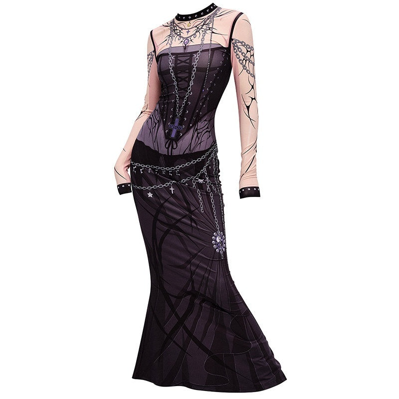 CFIERCE_Elegant_Mermaid_Silhouette_Bodycon_Polyester_Stretch_Women_Shopping_Black_Dress_MISSTT