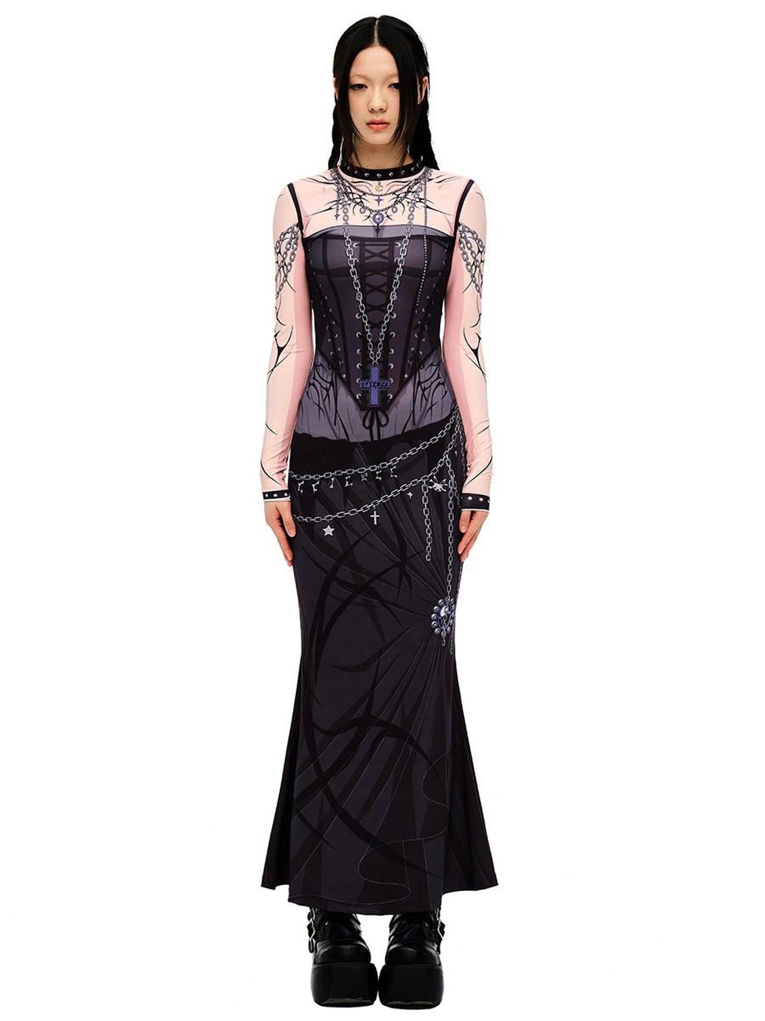 CFIERCE Elegant Mermaid Silhouette Bodycon Polyester Stretch Women Shopping Black Dress