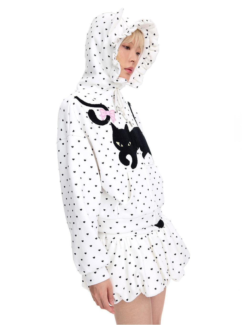 CFIERCE Embroidered Loose Hooded Zipper Casual Unisex Cartoon Anime Cardigan