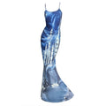 CFIERCE_High_Stretch_High_Waist_V-neck_H_Line_Commuter_Travel_Camisole_Blue_Dress_MISSTT