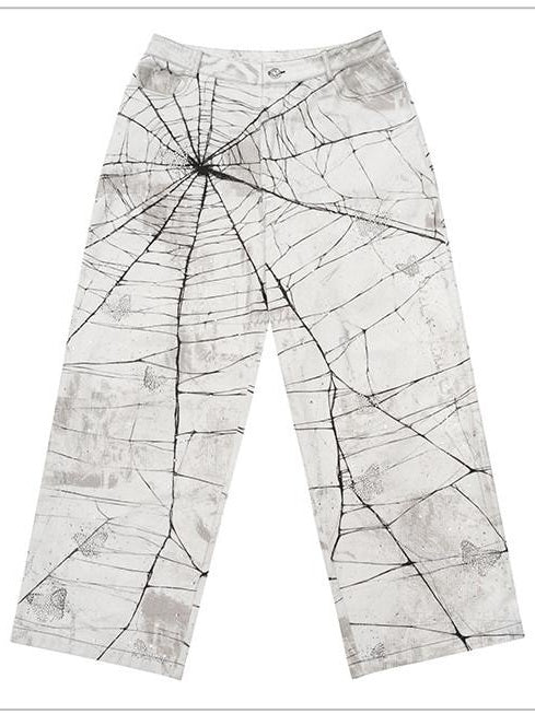 CFIERCE High Waist Cotton Zipper Wide Leg Loose Casual Womens Black White Pants