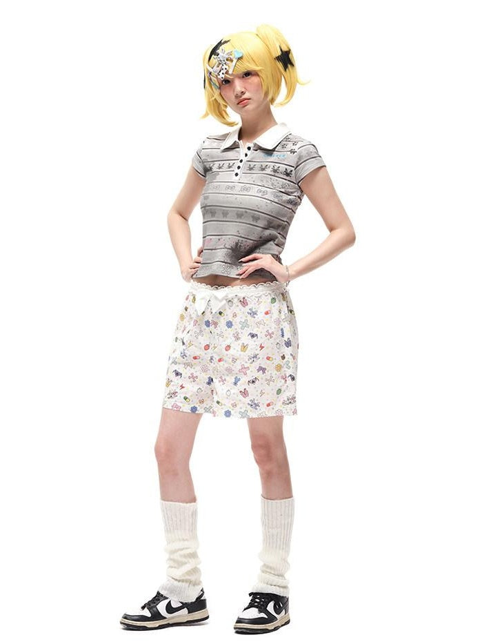 CFIERCE High Waist Elastic Pocket Pure Cotton Sweet Loose Youth Straight Pants