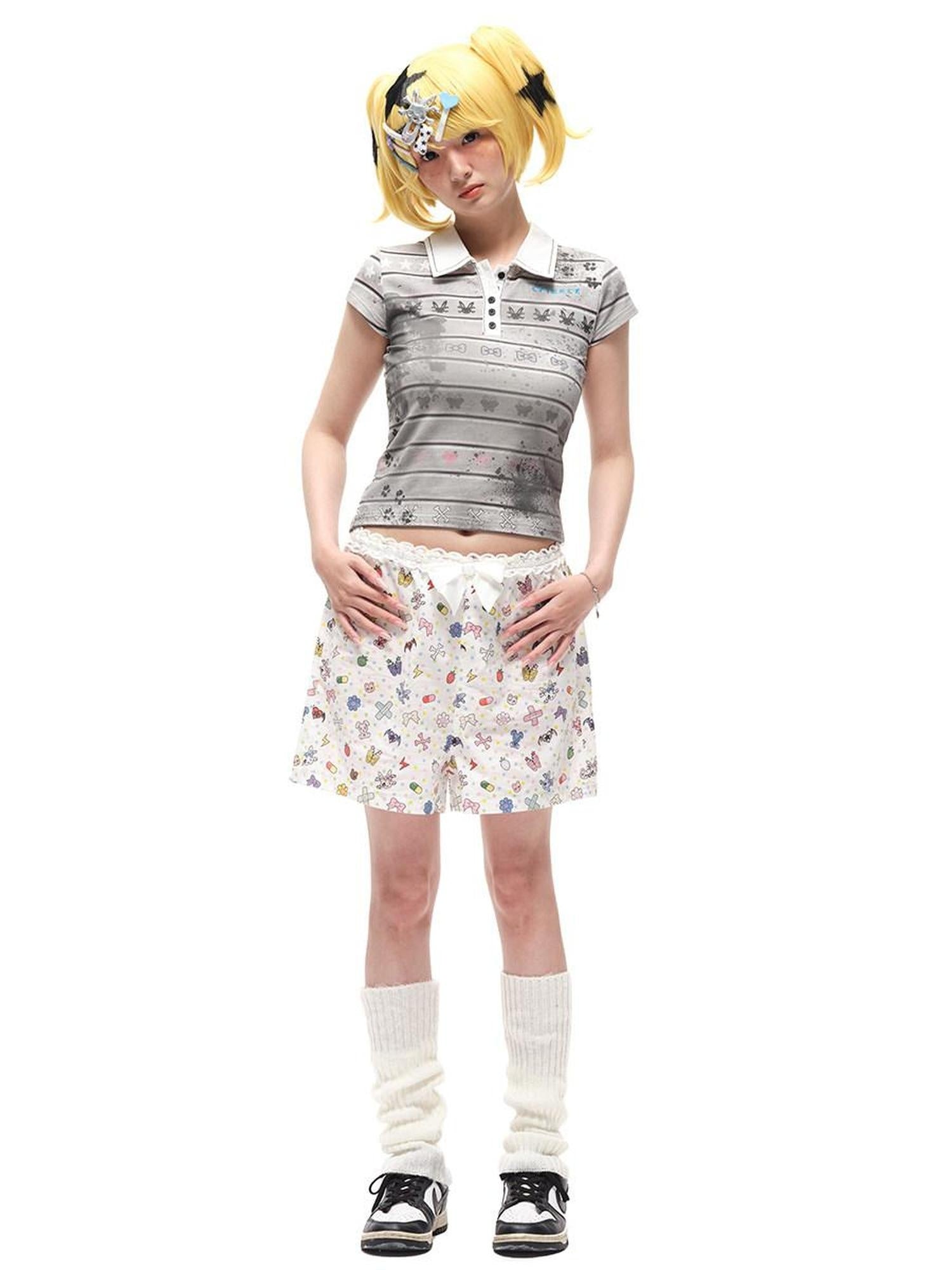 CFIERCE High Waist Elastic Pocket Pure Cotton Sweet Loose Youth Straight Pants