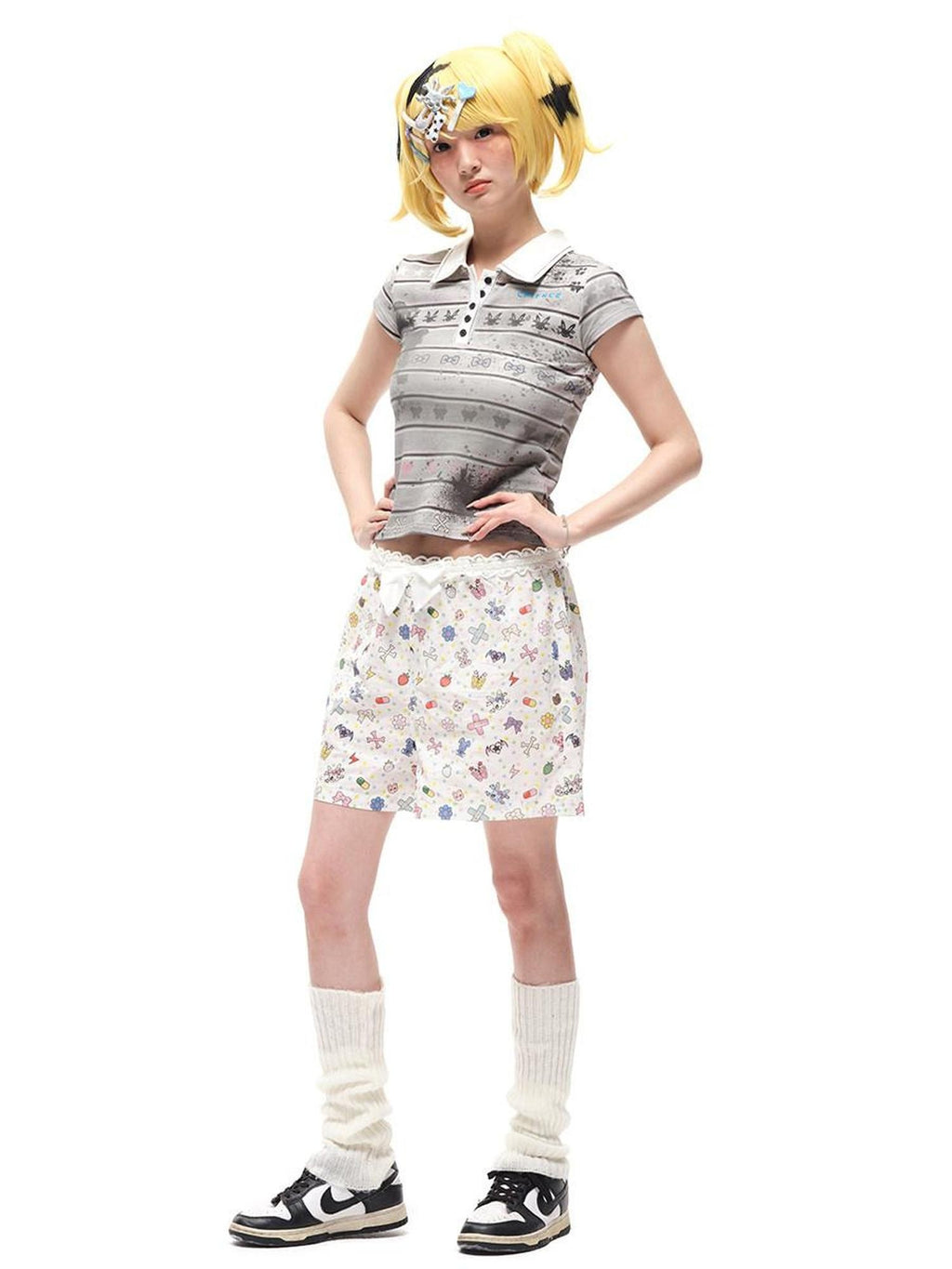CFIERCE High Waist Elastic Pocket Pure Cotton Sweet Loose Youth Straight Pants