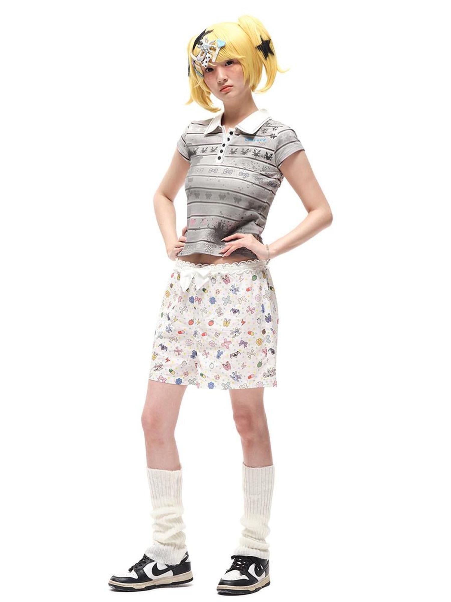 CFIERCE High Waist Elastic Pocket Pure Cotton Sweet Loose Youth Straight Pants