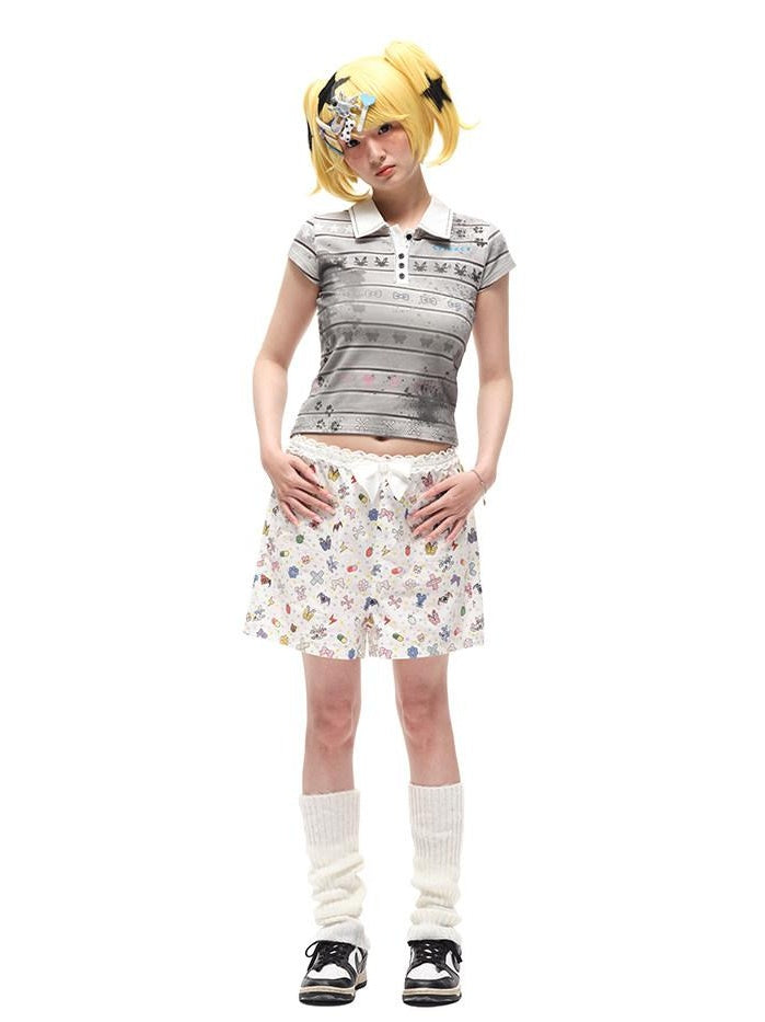 CFIERCE High Waist Elastic Pocket Pure Cotton Sweet Loose Youth Straight Pants