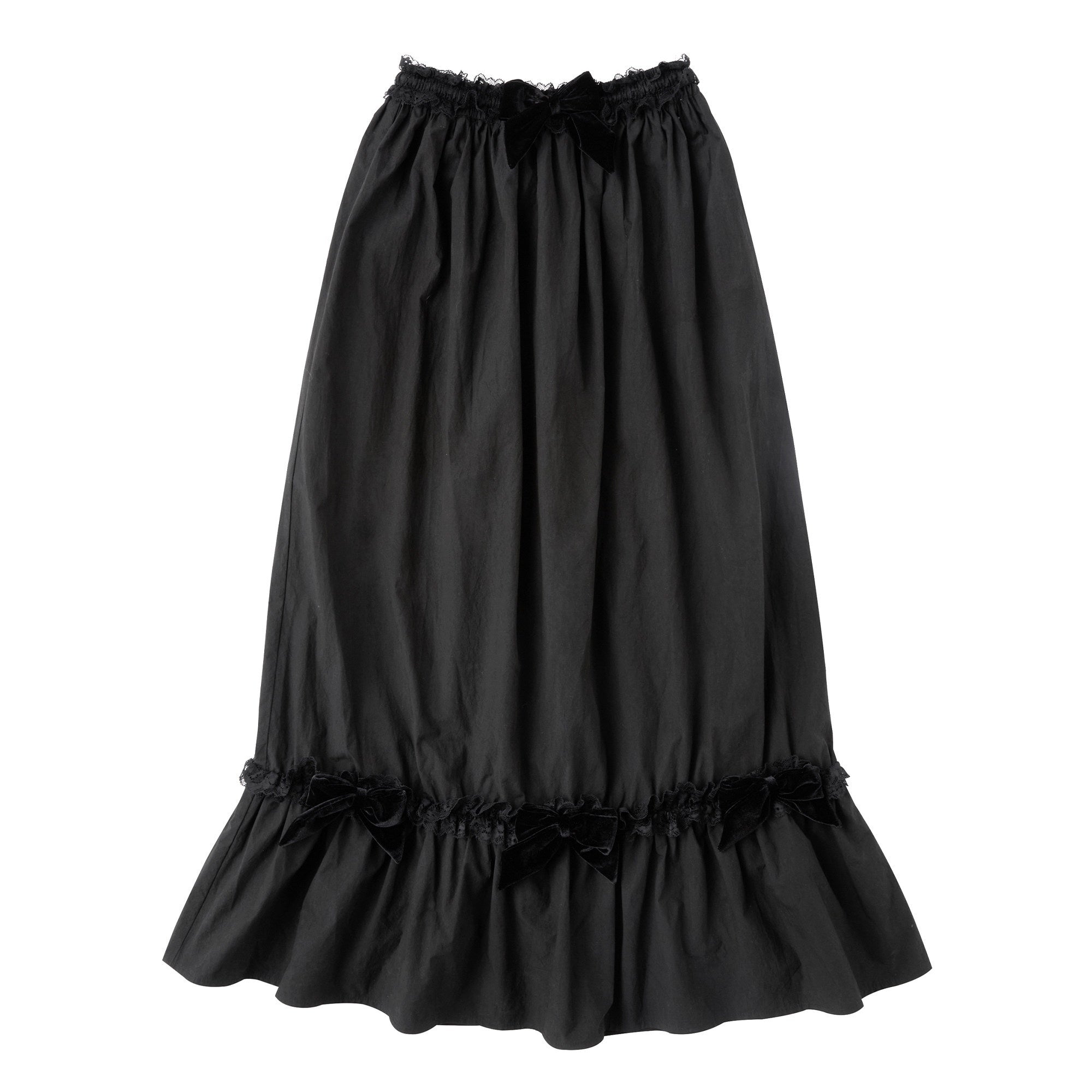 CFIERCE_Lace_Trim_Silk_Bamboo_Blend_Pleated_Mid_Waist_Straight_Black_Skirt_MISSTT