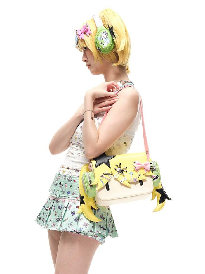 CFIERCE Magnetic Closure Sweet Edgy Cartoon Unisex Casual Crossbody Single Strap Handbag