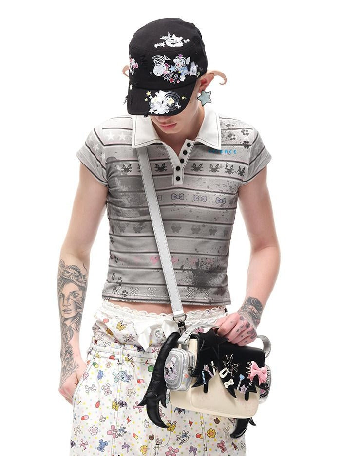 CFIERCE Magnetic Closure Sweet Edgy Cartoon Unisex Casual Crossbody Single Strap Handbag