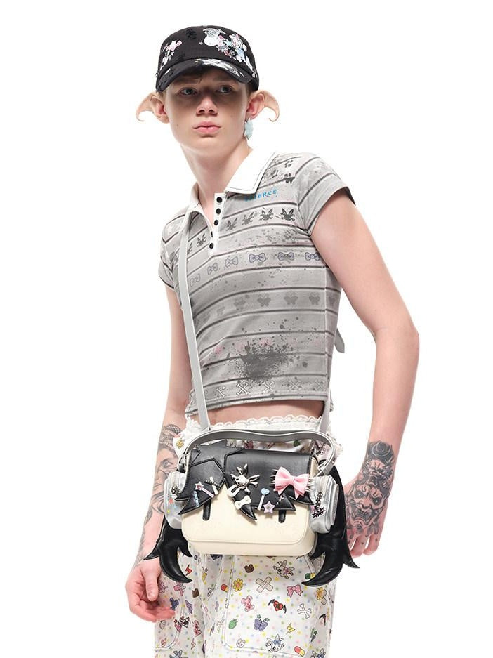 CFIERCE Magnetic Closure Sweet Edgy Cartoon Unisex Casual Crossbody Single Strap Handbag