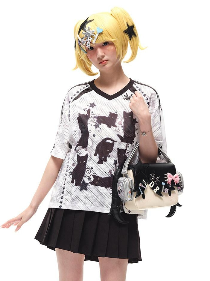 CFIERCE Magnetic Closure Sweet Edgy Cartoon Unisex Casual Crossbody Single Strap Handbag