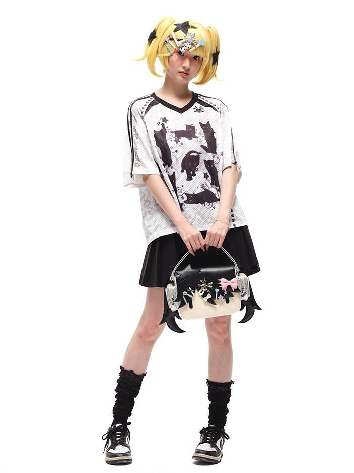 CFIERCE Magnetic Closure Sweet Edgy Cartoon Unisex Casual Crossbody Single Strap Handbag