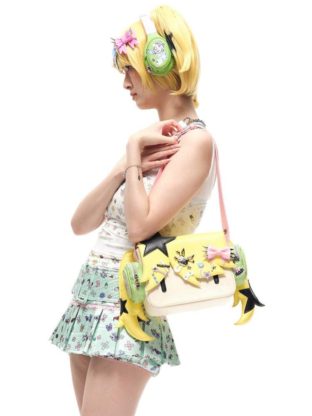 CFIERCE Magnetic Closure Sweet Edgy Cartoon Unisex Casual Crossbody Single Strap Handbag