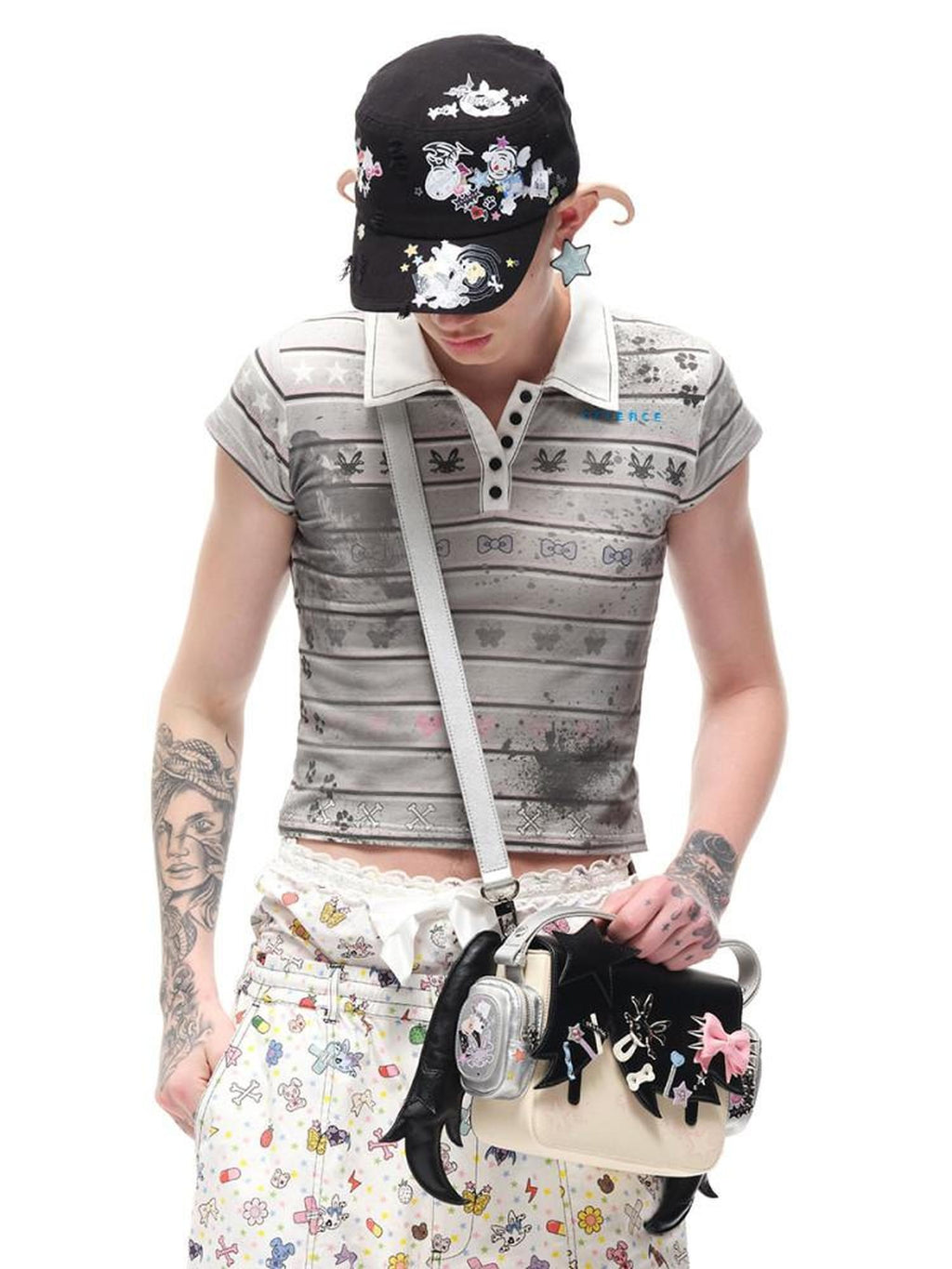 CFIERCE Magnetic Closure Sweet Edgy Cartoon Unisex Casual Crossbody Single Strap Handbag