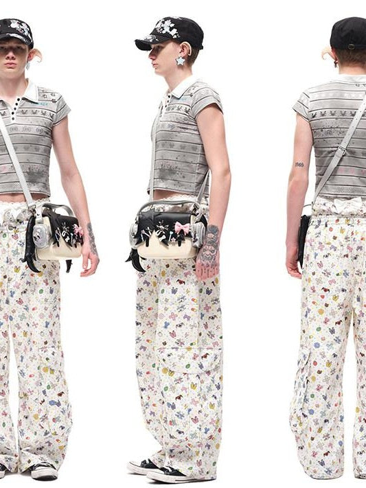 CFIERCE Magnetic Closure Sweet Edgy Cartoon Unisex Casual Crossbody Single Strap Handbag