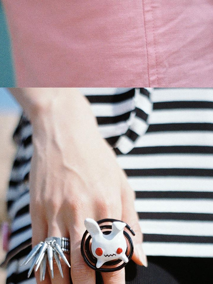 CFIERCE Minimalist Black White Contrast Elegant Chain Layered Unisex Jewelry 饰品