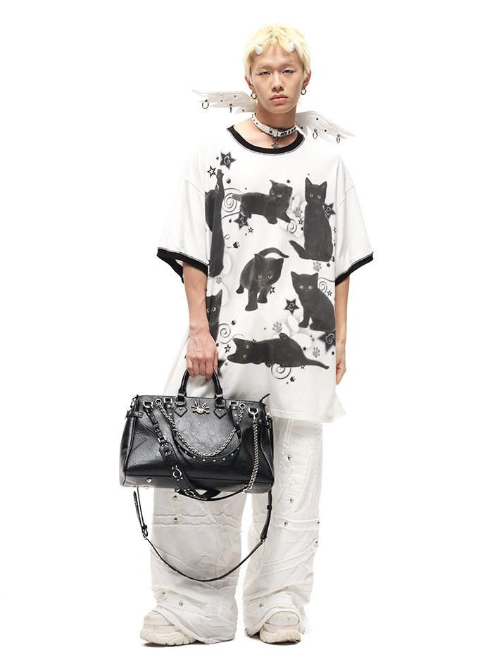 CFIERCE Moisture Wicking Cotton Spandex Loose Streetwear Creative Animal Print Unisex