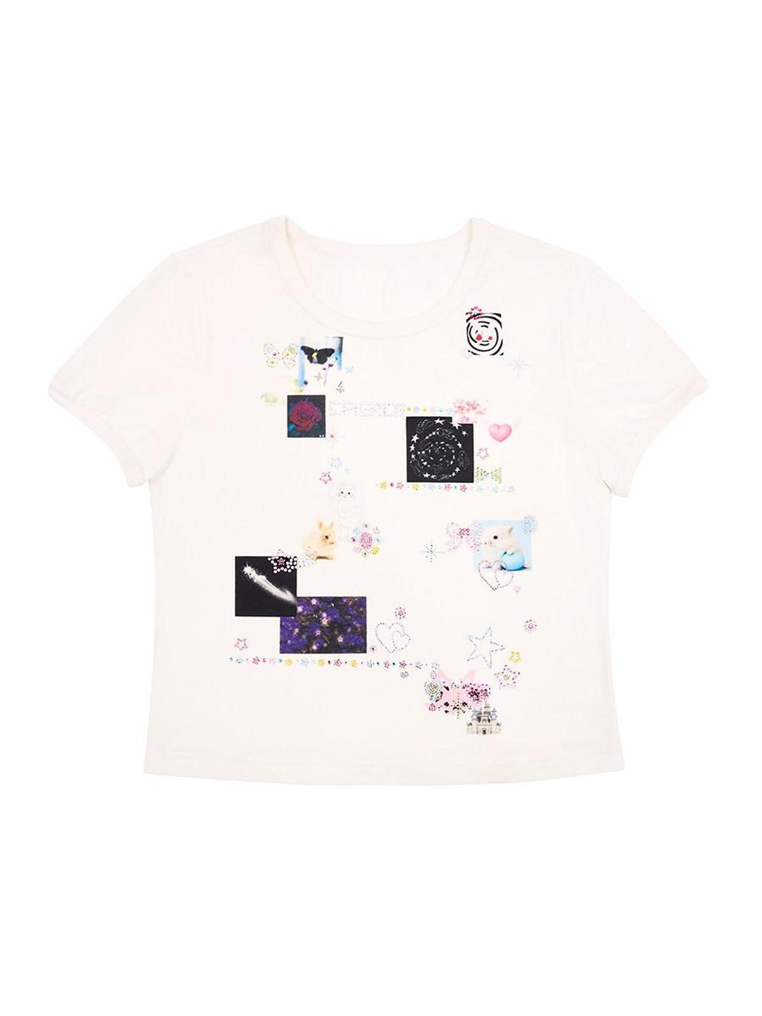 CFIERCE Moisture Wicking Cute Cartoon Print Slim Fit Cotton Short Sleeve Unisex T Shirt