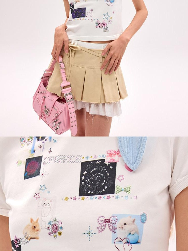 CFIERCE Moisture Wicking Cute Cartoon Print Slim Fit Cotton Short Sleeve Unisex T Shirt
