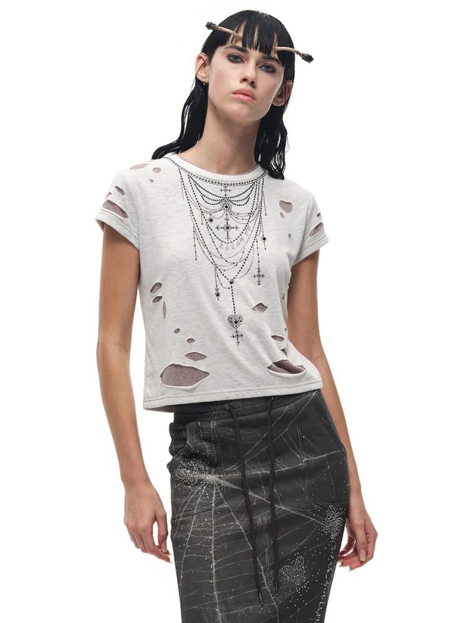 CFIERCE Moisture Wicking Hollowout Slim Fit Commuter Unisex Cross Print T Shirt