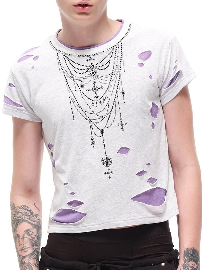 CFIERCE Moisture Wicking Hollowout Slim Fit Commuter Unisex Cross Print T Shirt