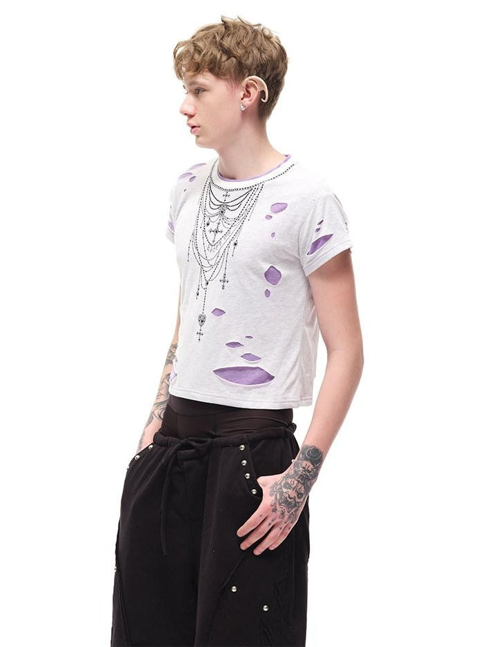 CFIERCE Moisture Wicking Hollowout Slim Fit Commuter Unisex Cross Print T Shirt
