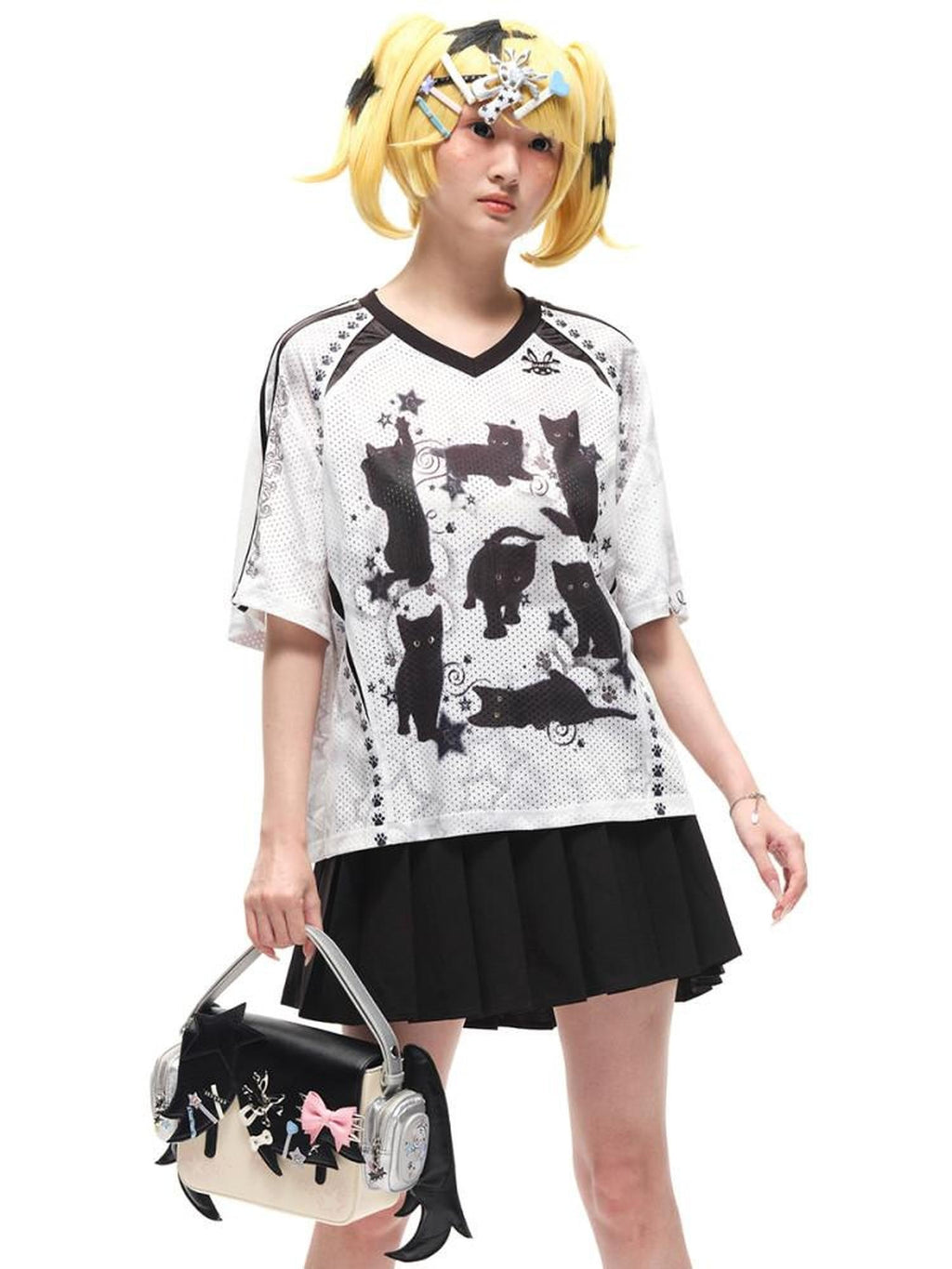 CFIERCE Moisture Wicking Street Loose V-neck Printed Unisex Cartoon Graphic Tshirt