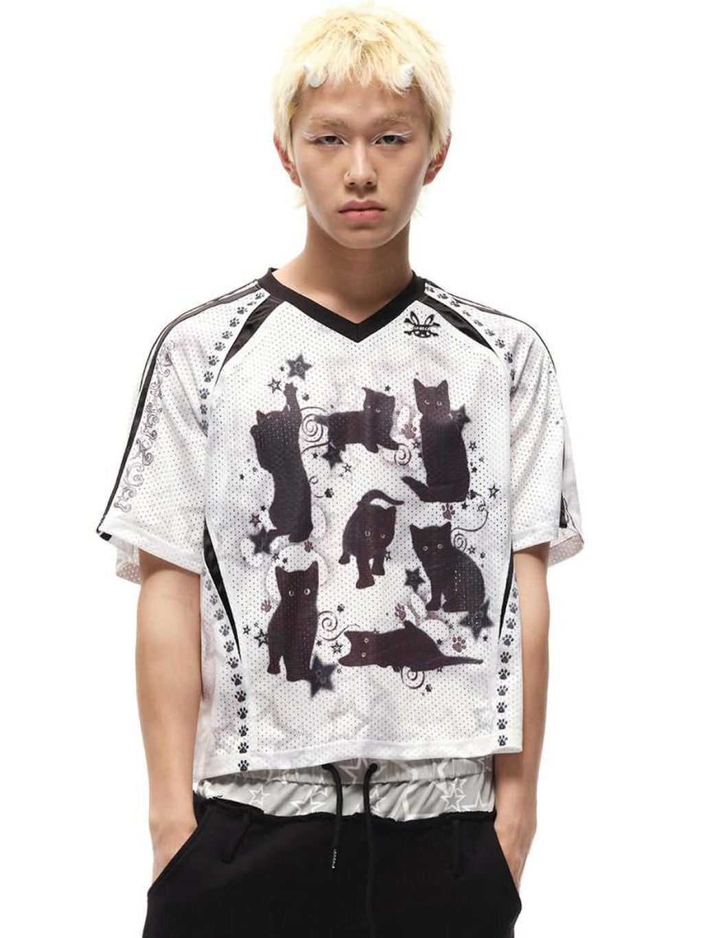 CFIERCE Moisture Wicking Street Loose V-neck Printed Unisex Cartoon Graphic Tshirt