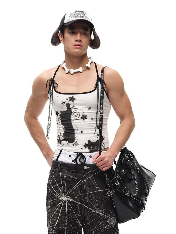 CFIERCE Original Design Animal Print Slim Fit Cotton Unisex Cropped Tank Top