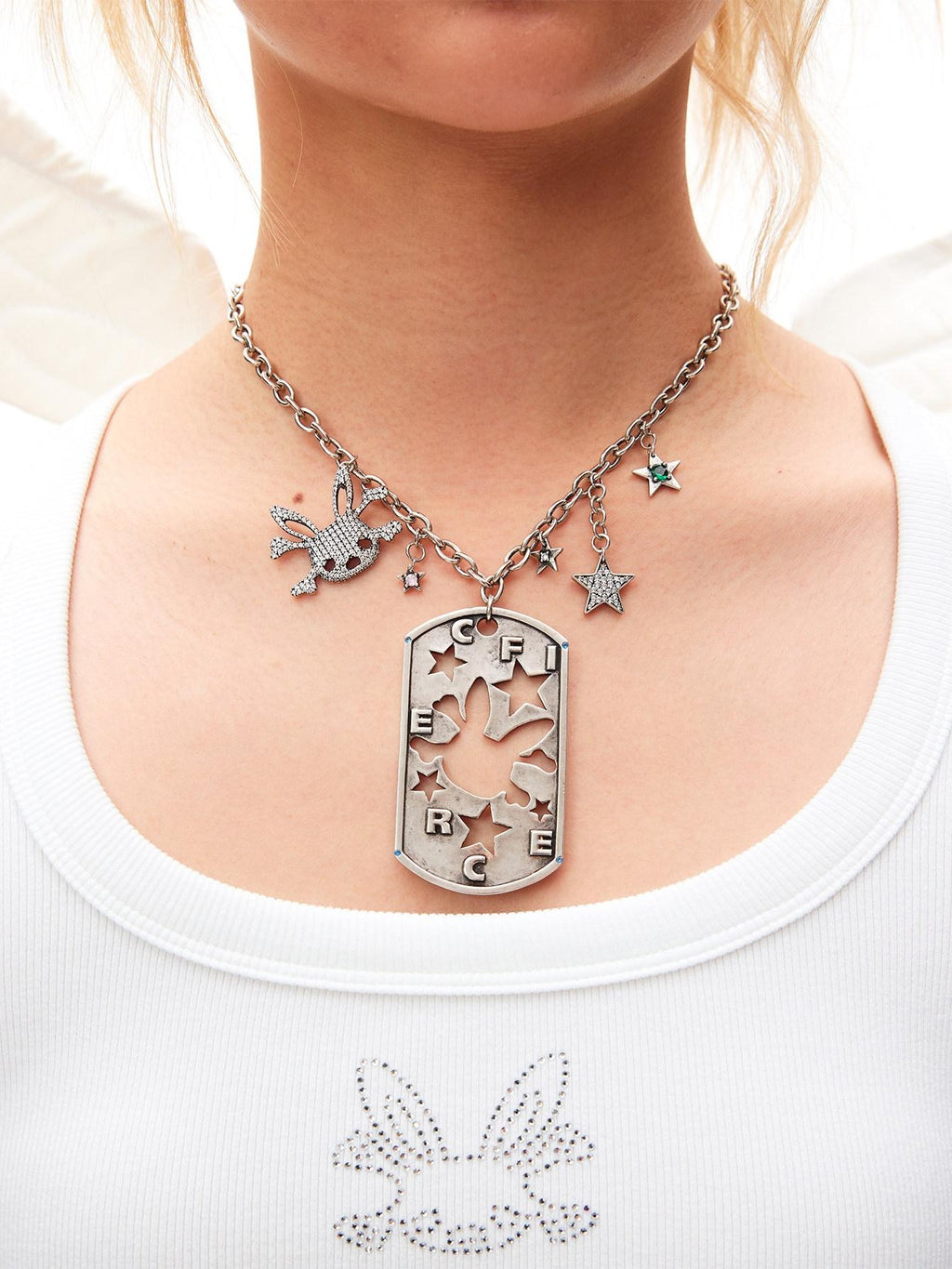 CFIERCE Original Design Copper Chain Zircon Silver Pendant For Couples Gift Necklace