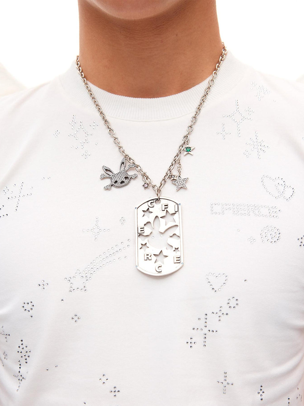 CFIERCE Original Design Copper Chain Zircon Silver Pendant For Couples Gift Necklace